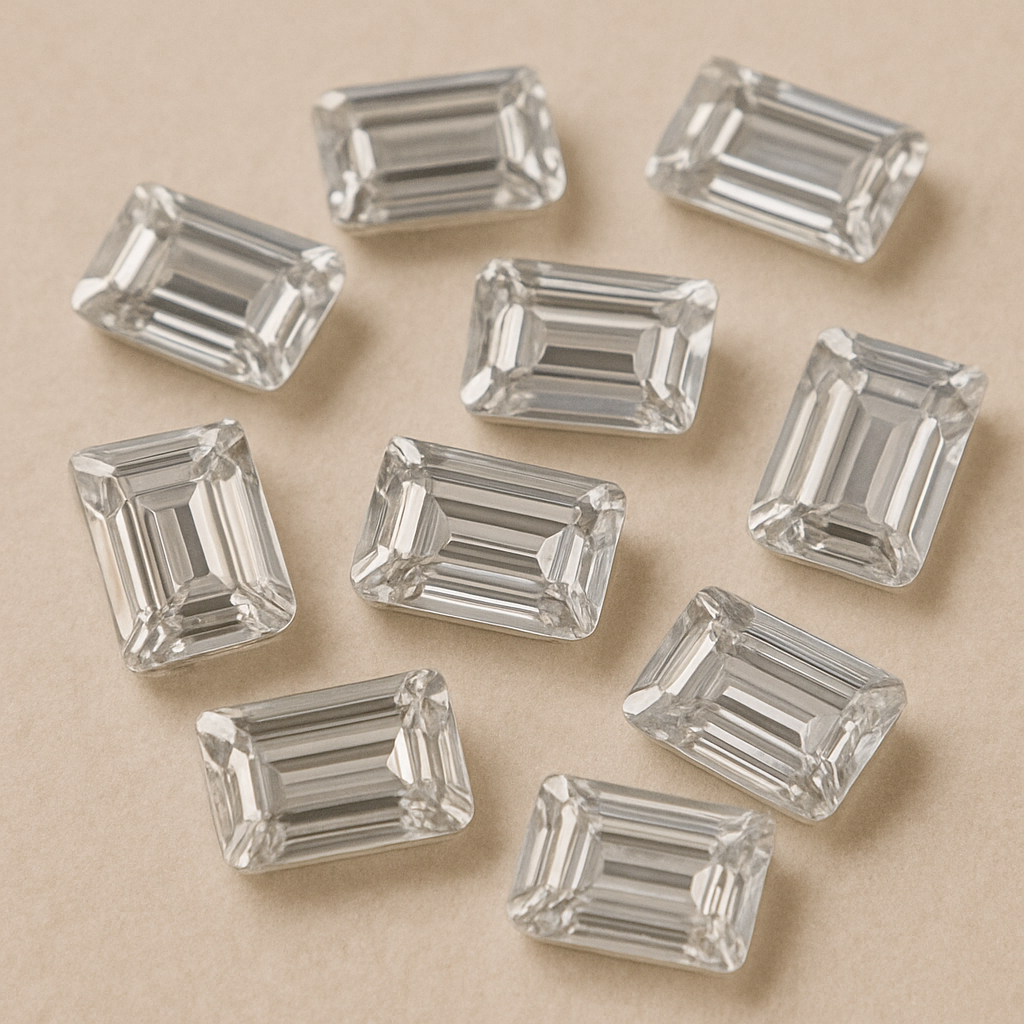 Petits Rectangles Argentés – Strass Dentaire x10