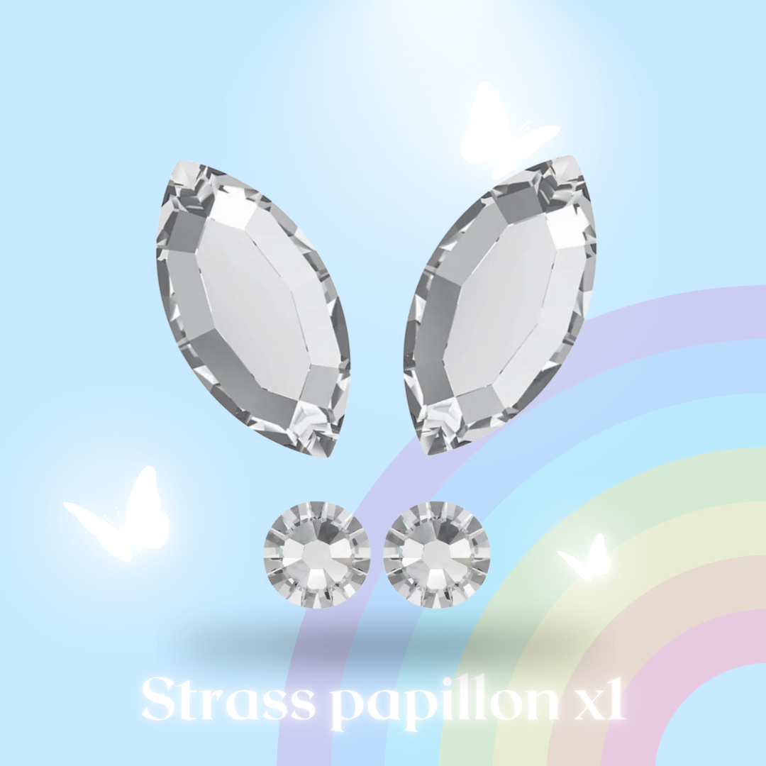 Strass papillon argenté x1