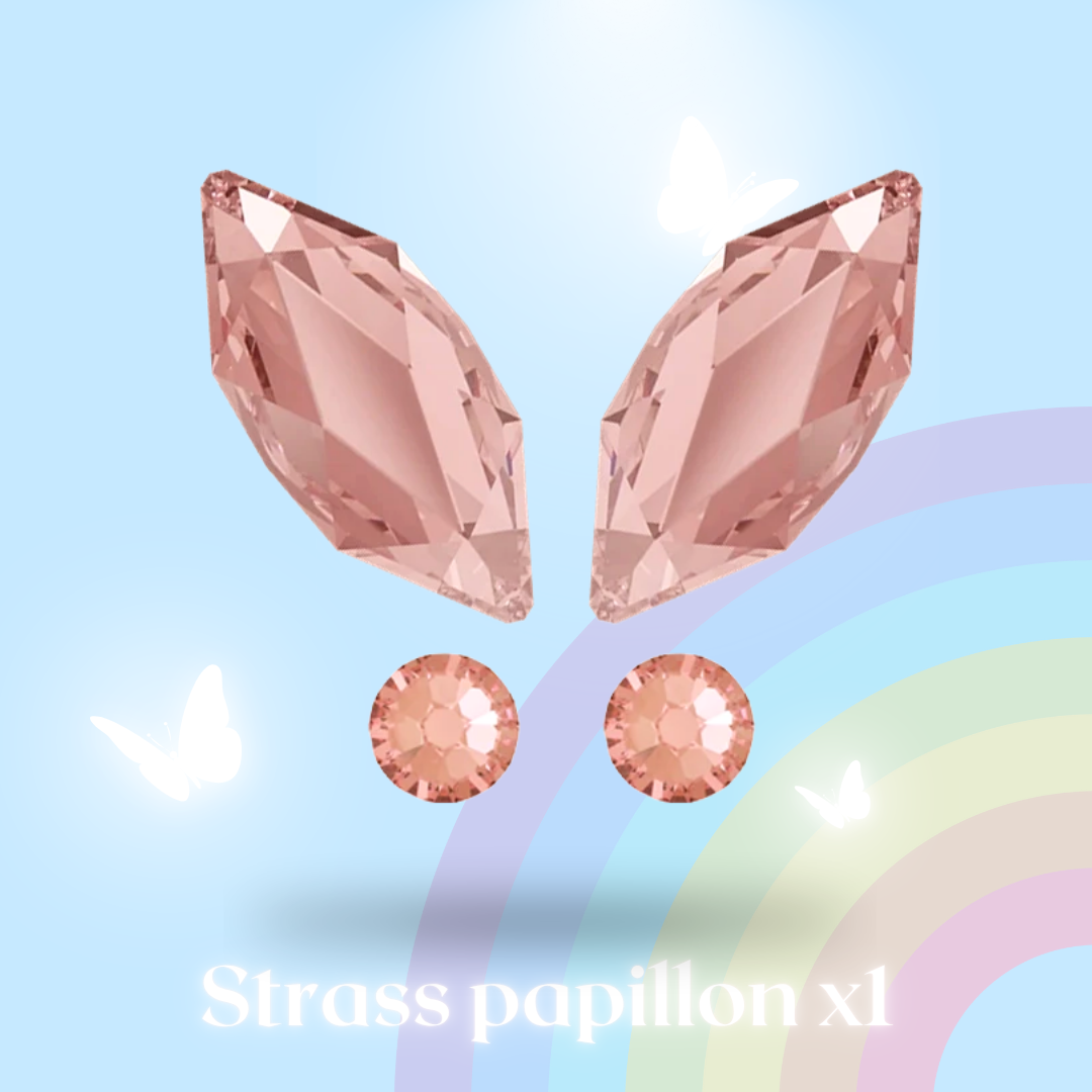 Strass papillon rose x1